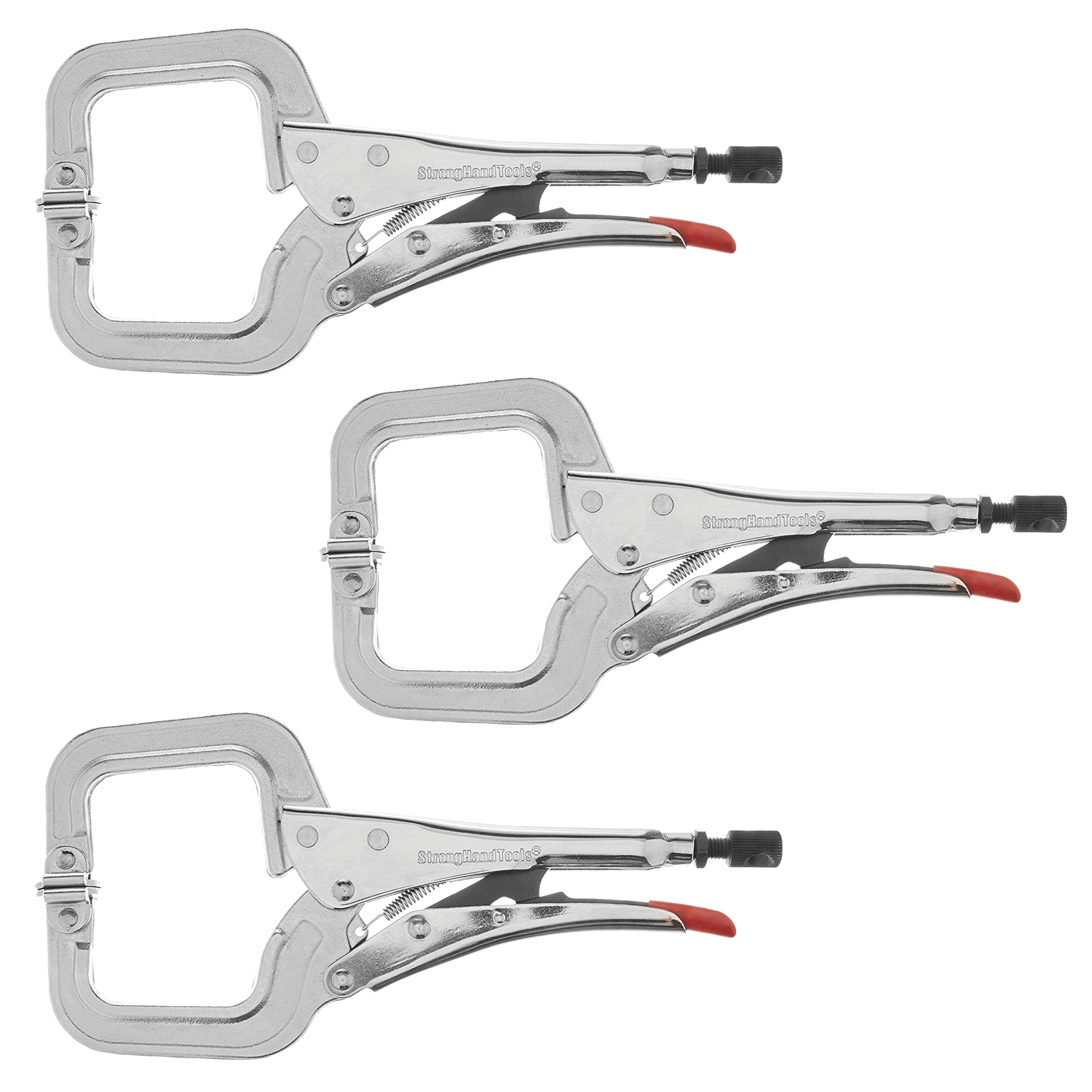 Locking C-Clamp Pliers Kit, 3-pc of PR115S, Swivel Pads, 4" Capacity