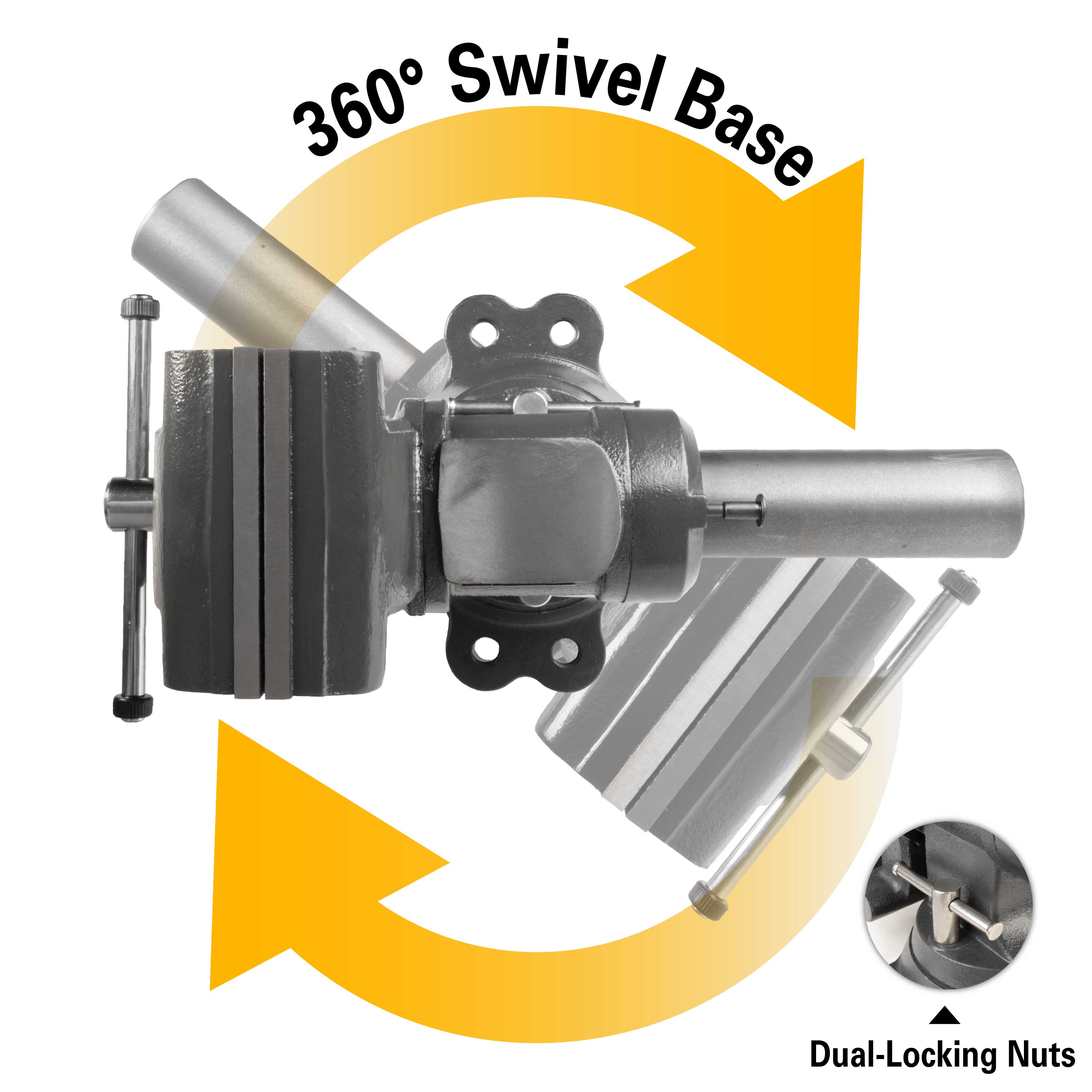 Vise with 360° Rotating Jaw & Base, 5/8" Mounting