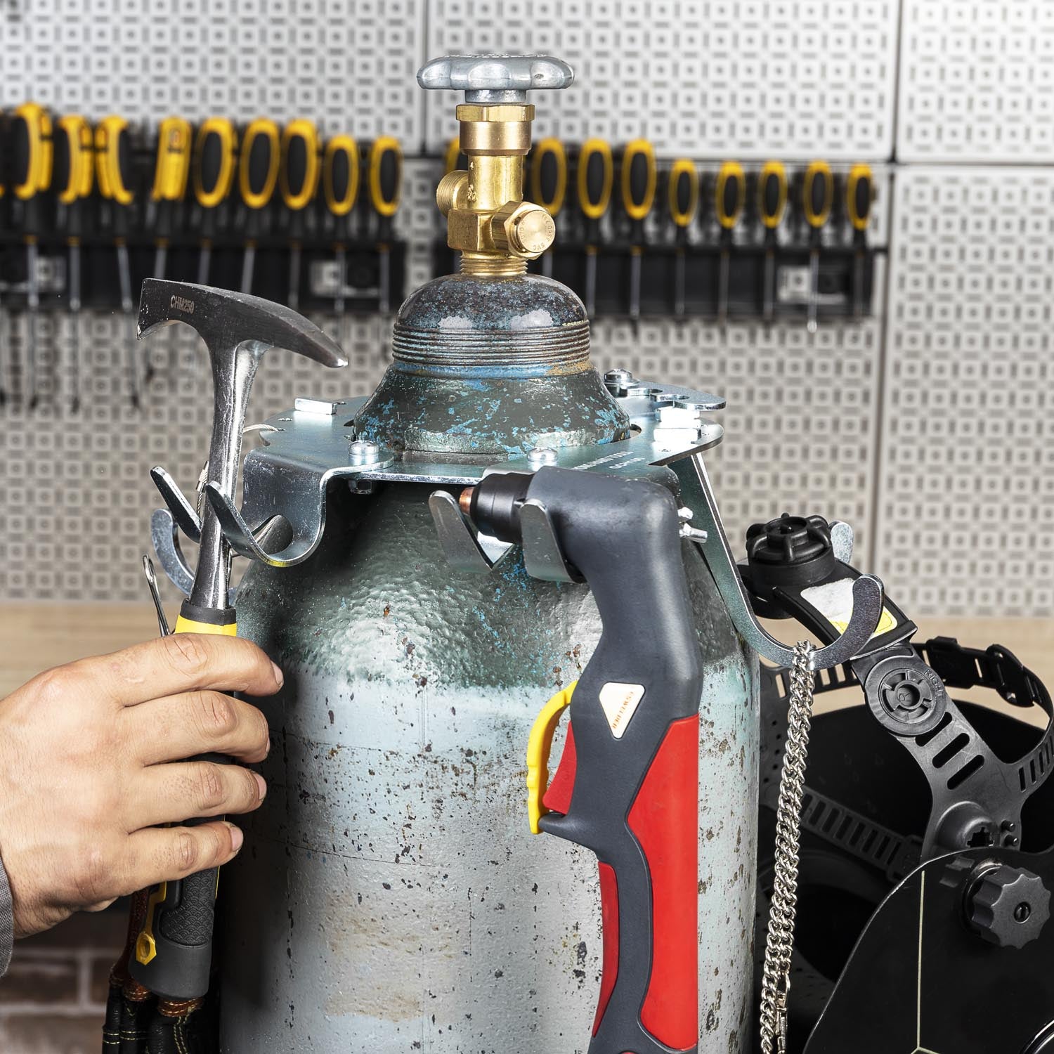Gas Cylinder Storage with Hooks