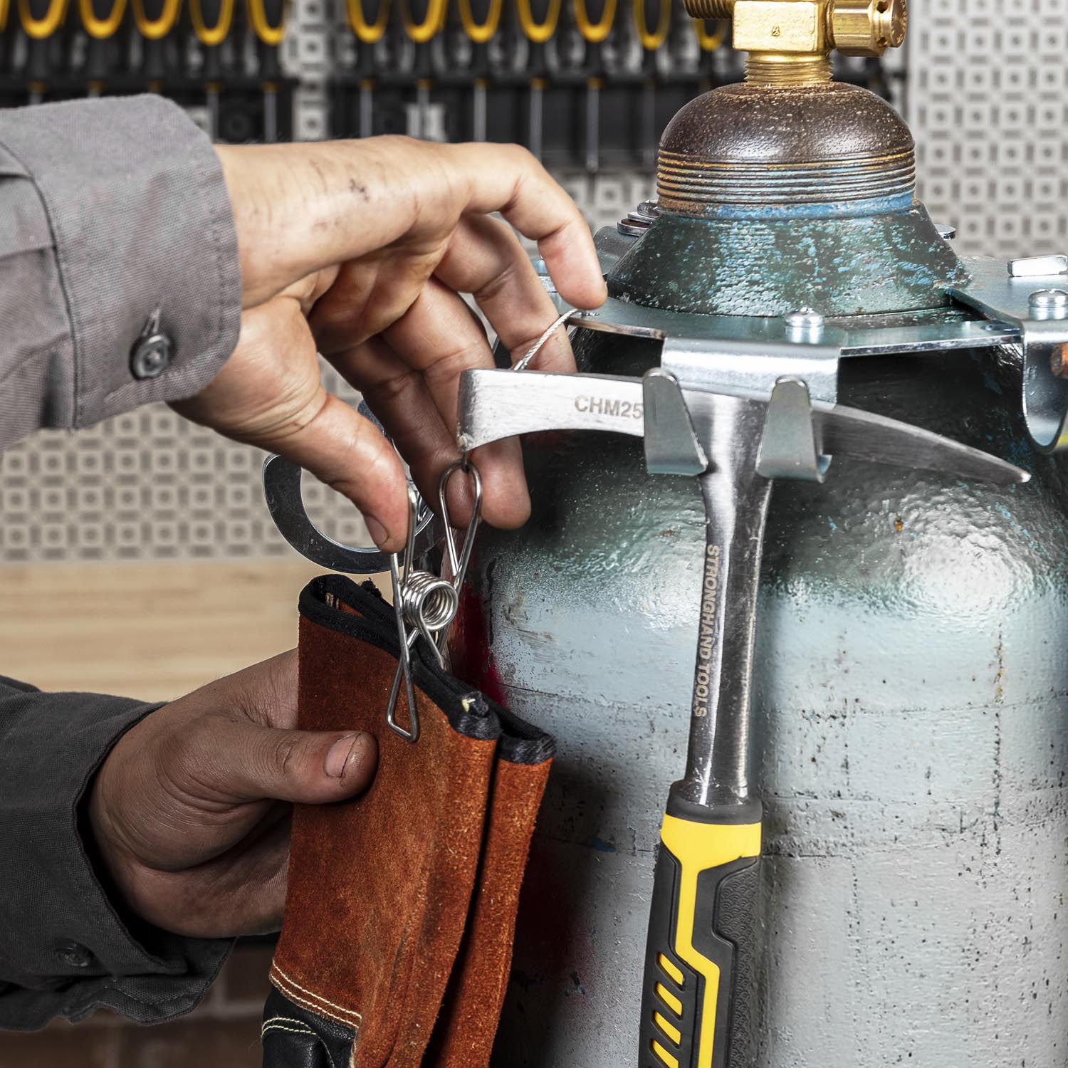 Gas Cylinder Storage with Hooks