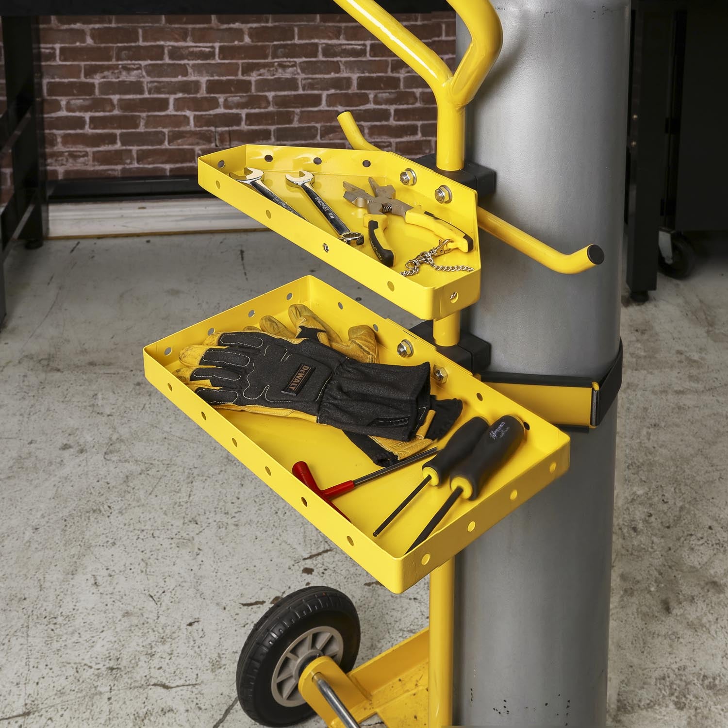 Gas Cylinder Dolly with Tool Trays, 330 lb Load Capacity