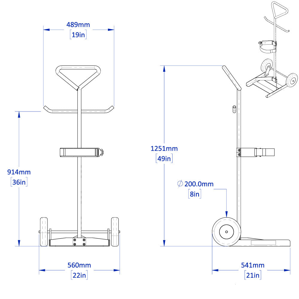 Gas Cylinder Dolly with Tool Trays, 330 lb Load Capacity