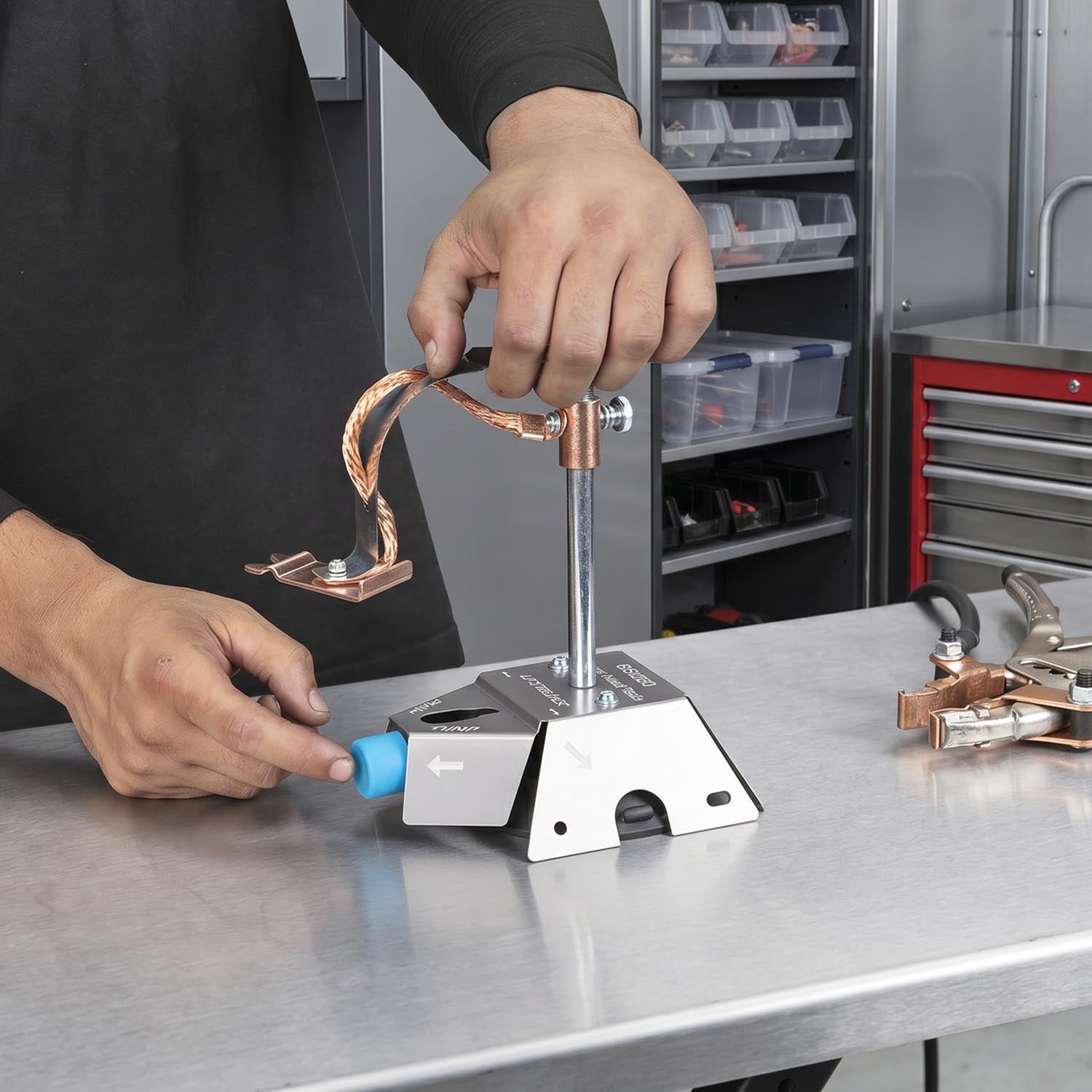 Suction Base Grounding Clamp with Adjustable Spring Arm