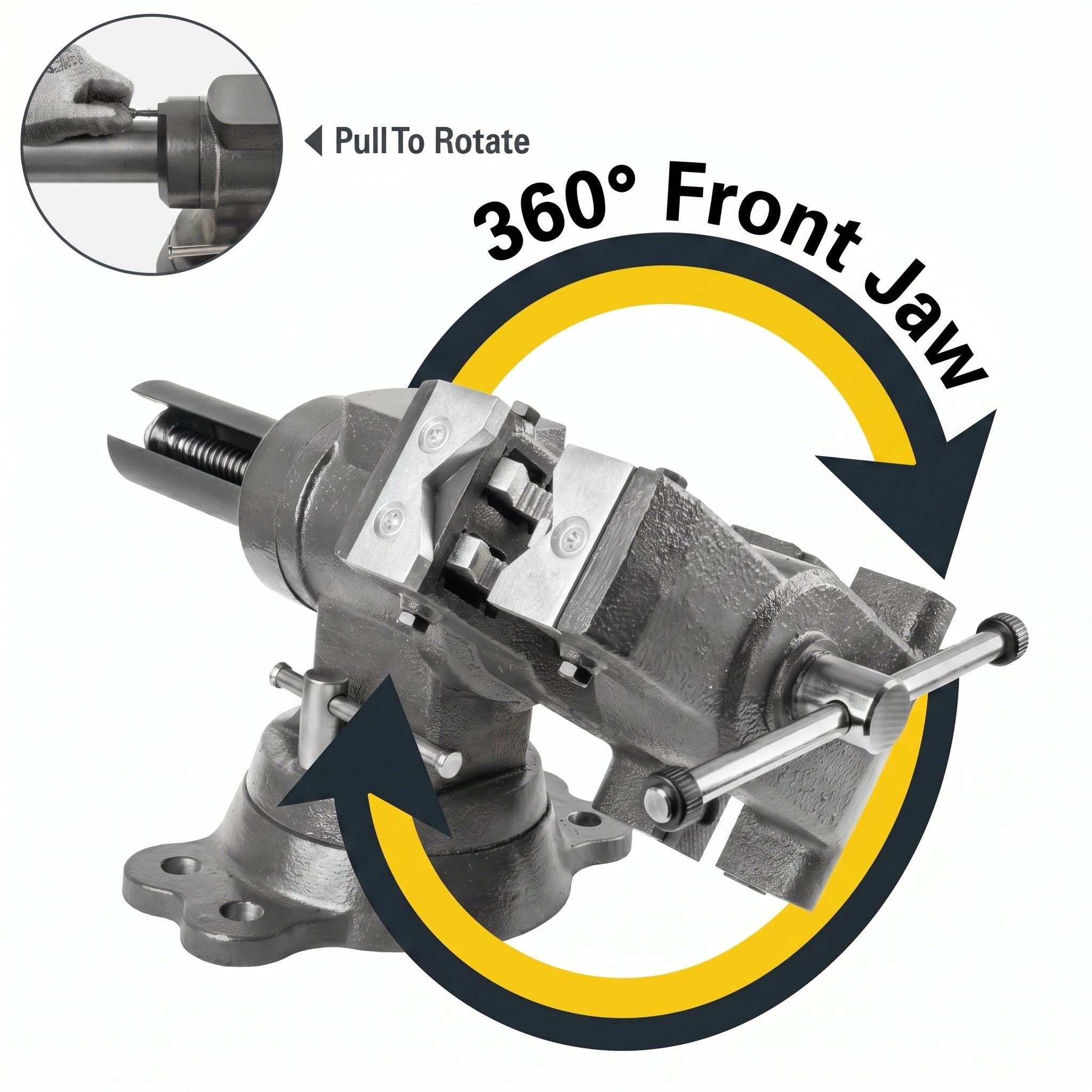 Vise with 360° Rotating Jaw & Base, 5/8" Mounting
