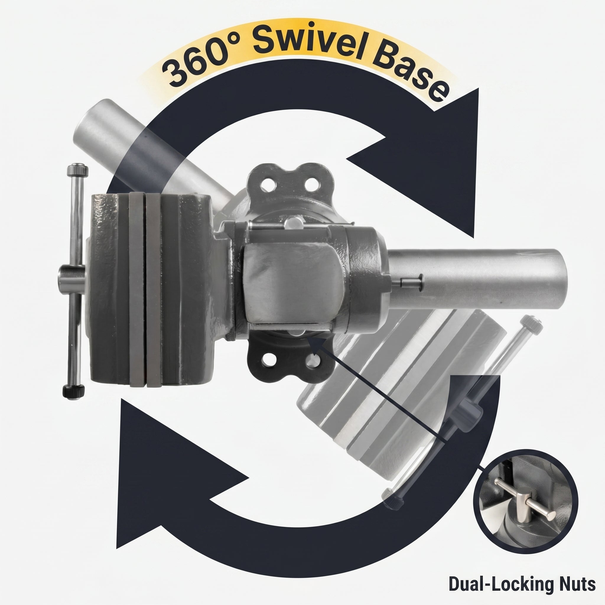 Vise with 360° Rotating Jaw & Base, 5/8" Mounting