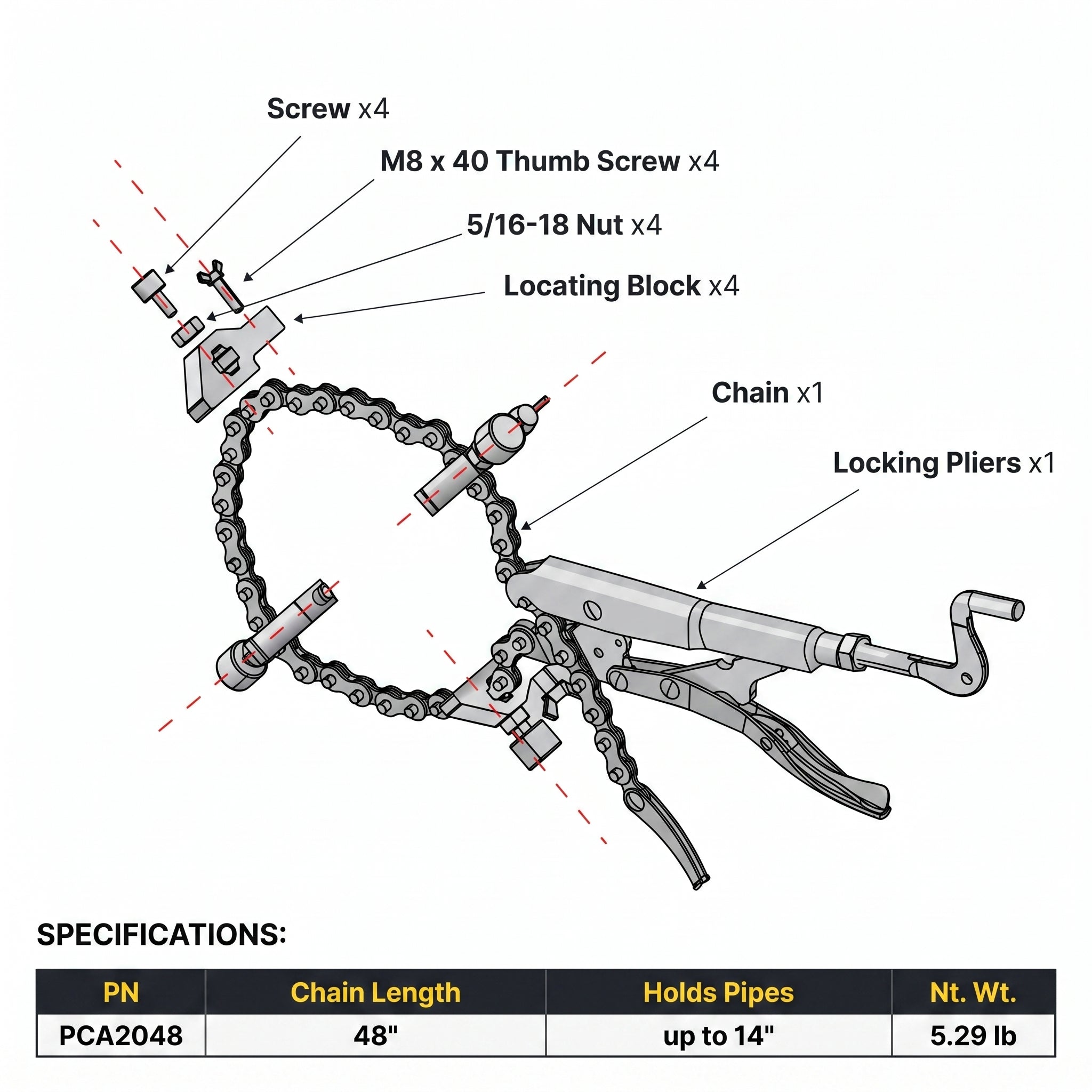"The Python" Pipe Alignment Chain Pliers