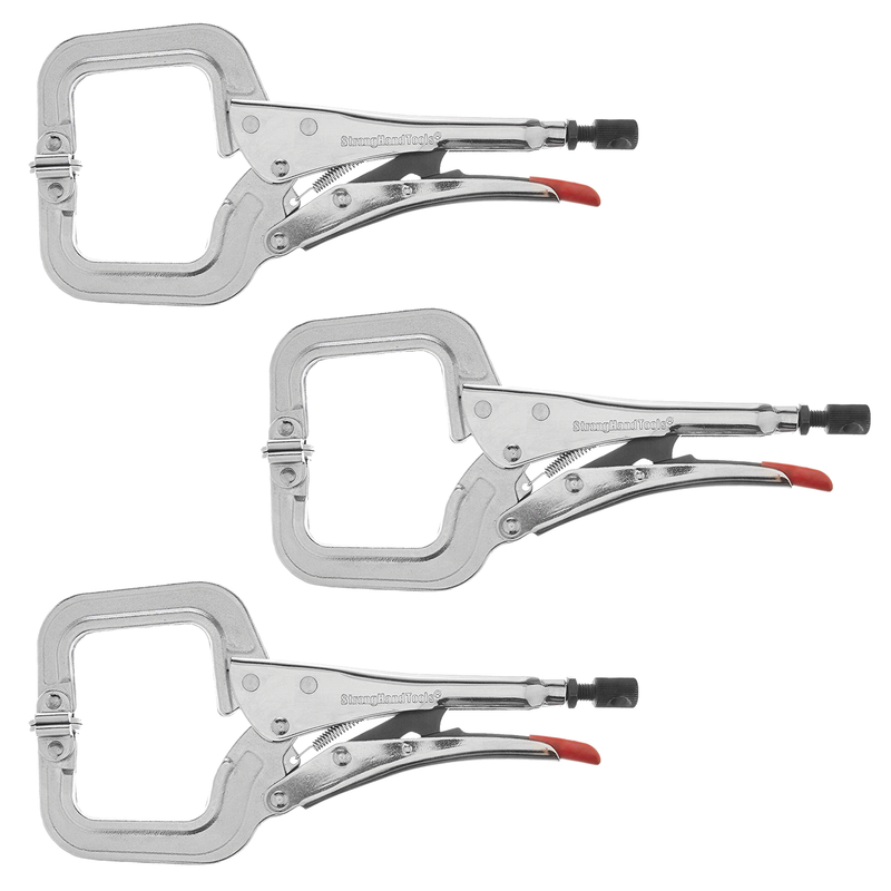 Locking C-Clamp Pliers Kit, 3-pc of PR115S, Swivel Pads, 4" Capacity