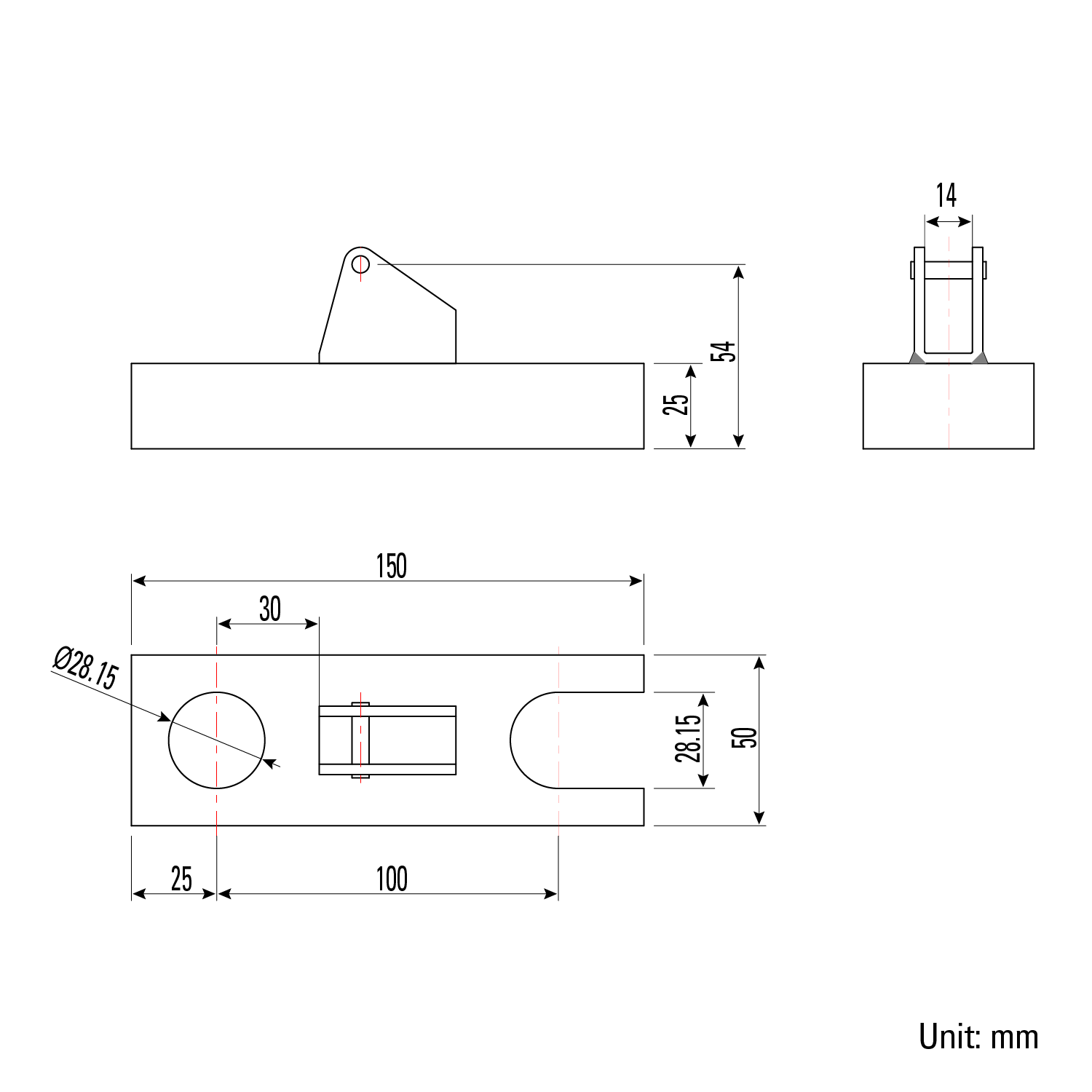 Kit de base para montaje en mesa, compatible con orificios de 28 mm