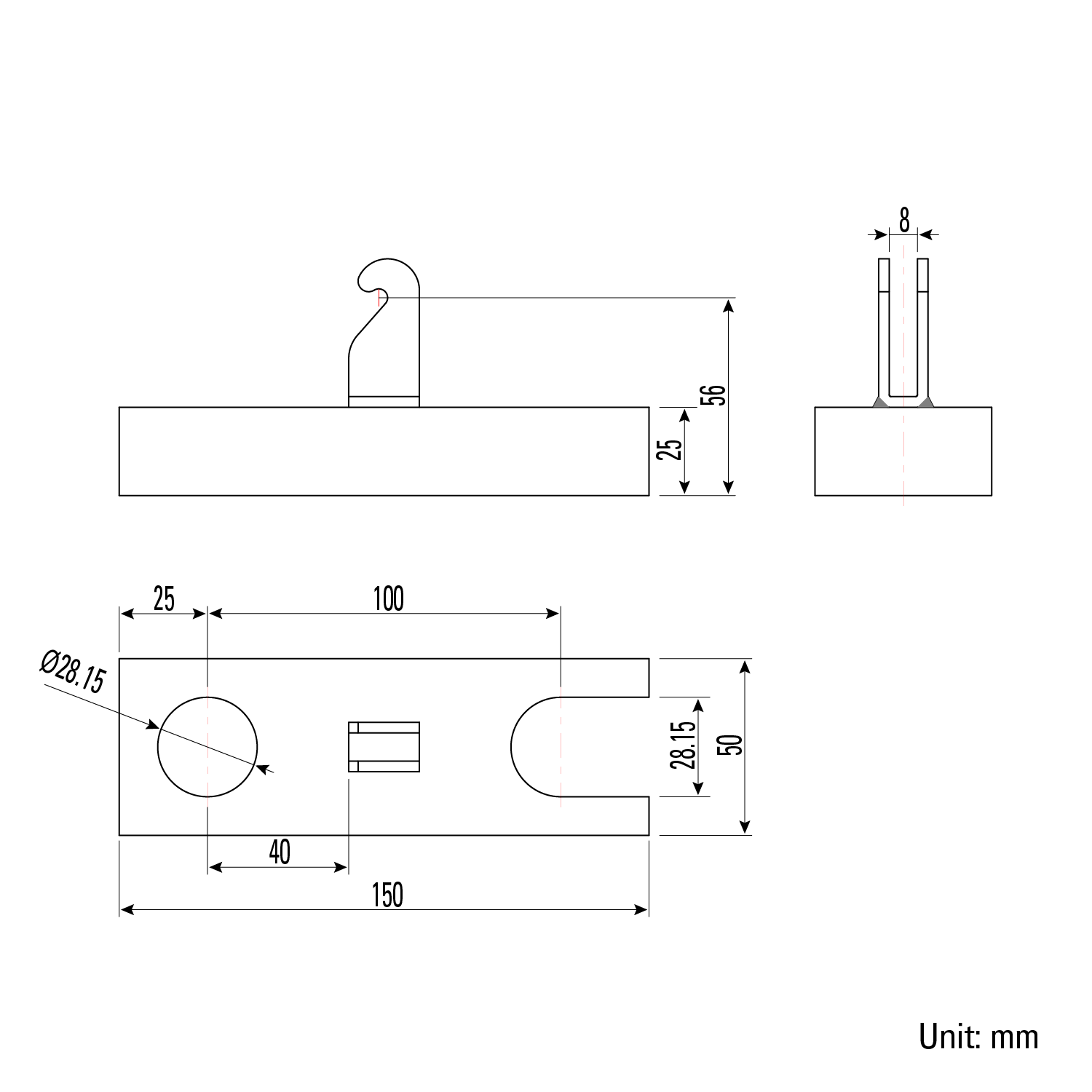 Kit de base para montaje en mesa, compatible con orificios de 28 mm
