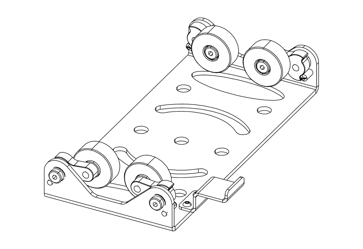RLP110 Rollout Plate isometric line drawing with the ground tab fitted