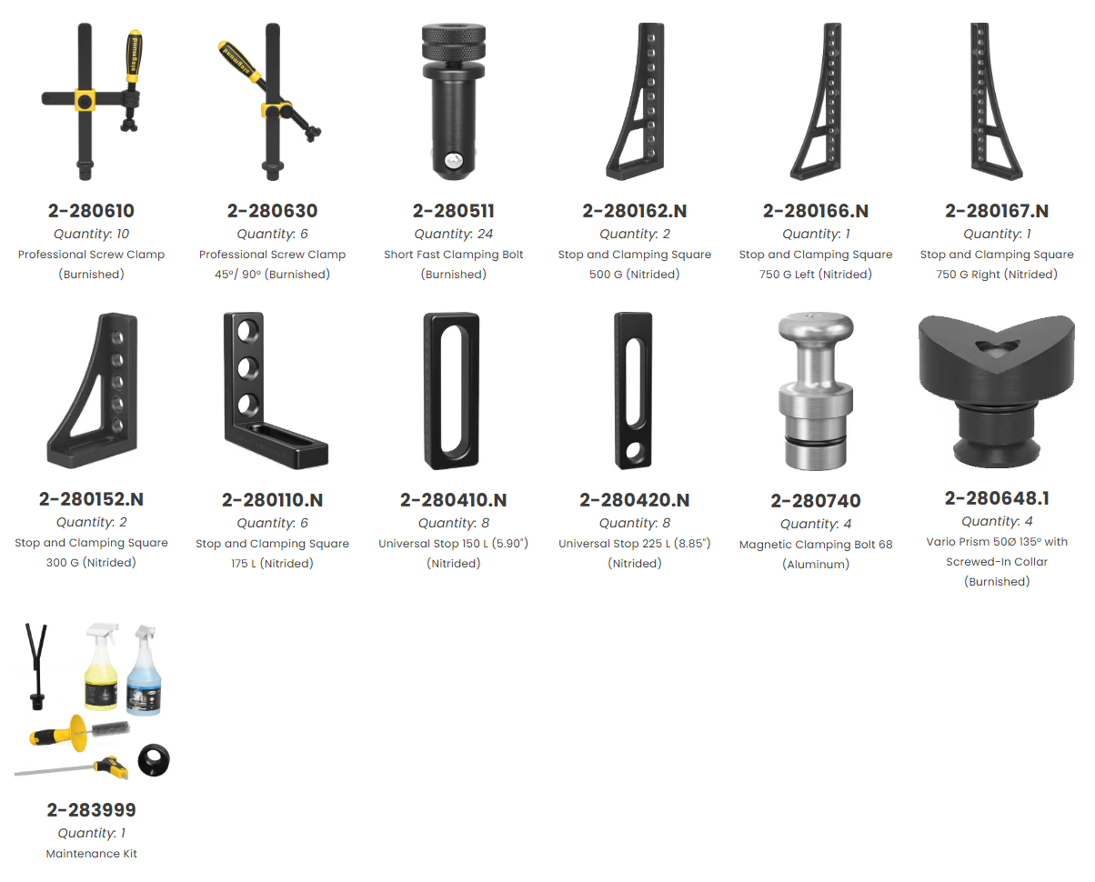 76 Piece Accessory Kit for the System 28 Metric Series Welding Tables