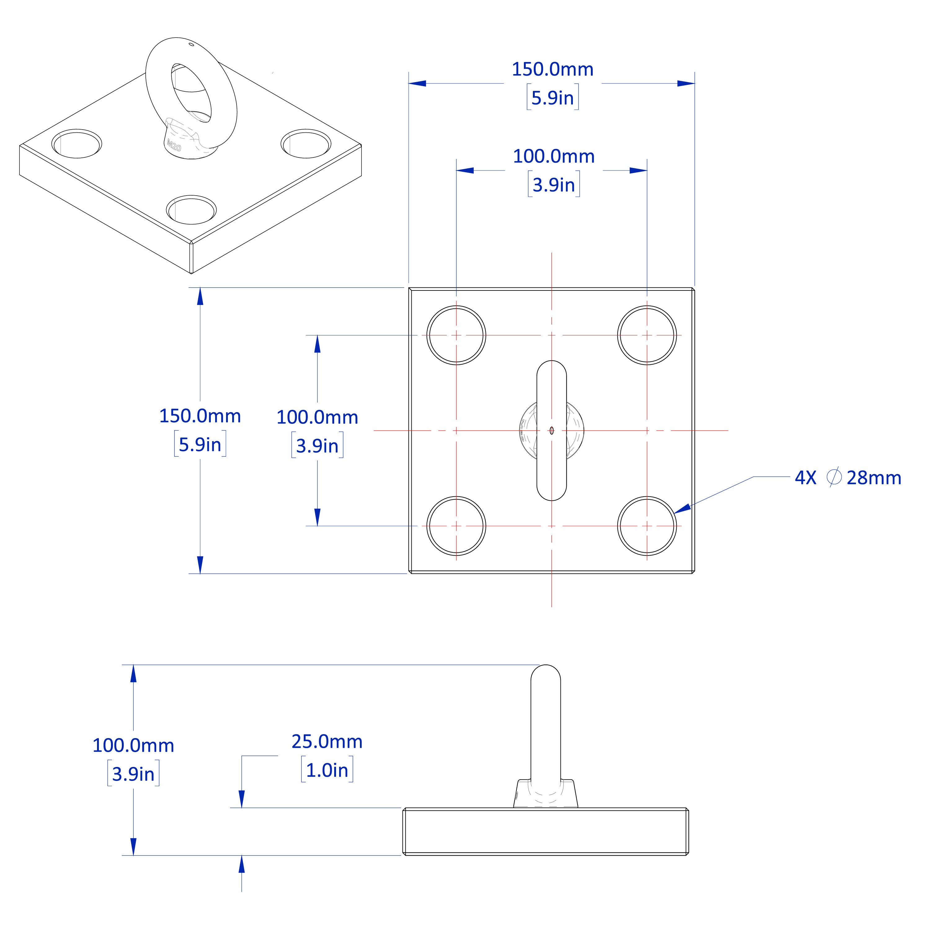 Lifting Brackets, 28 mm