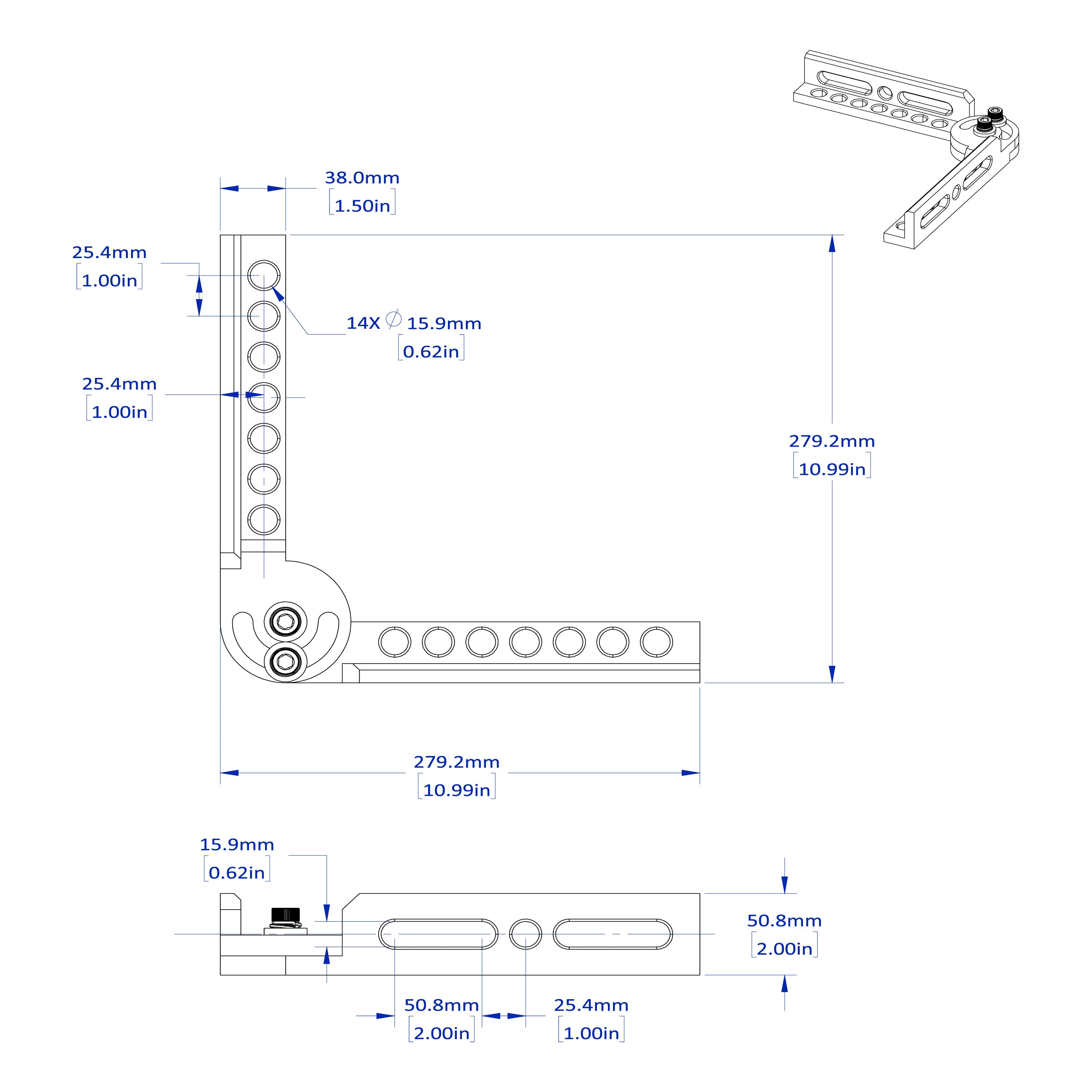Adjustable Angle Bracket - 5/8" Hole Diameter