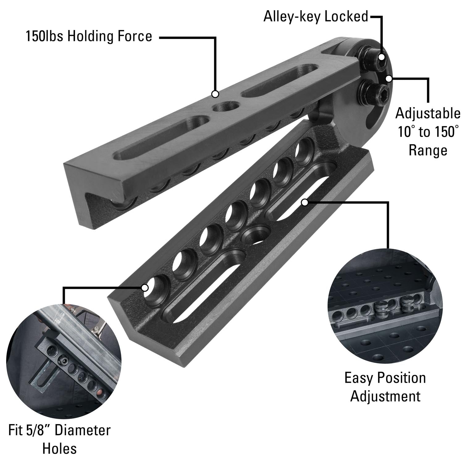 Adjustable Angle Bracket - 5/8" Hole Diameter