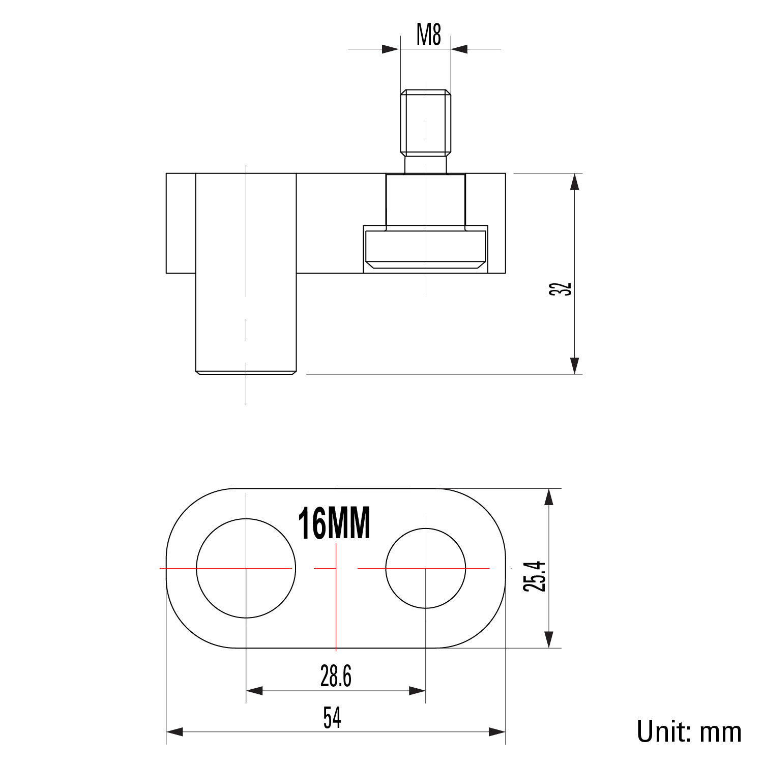 Adaptador giratorio para alicates de inserción, apto para orificios de 16 mm