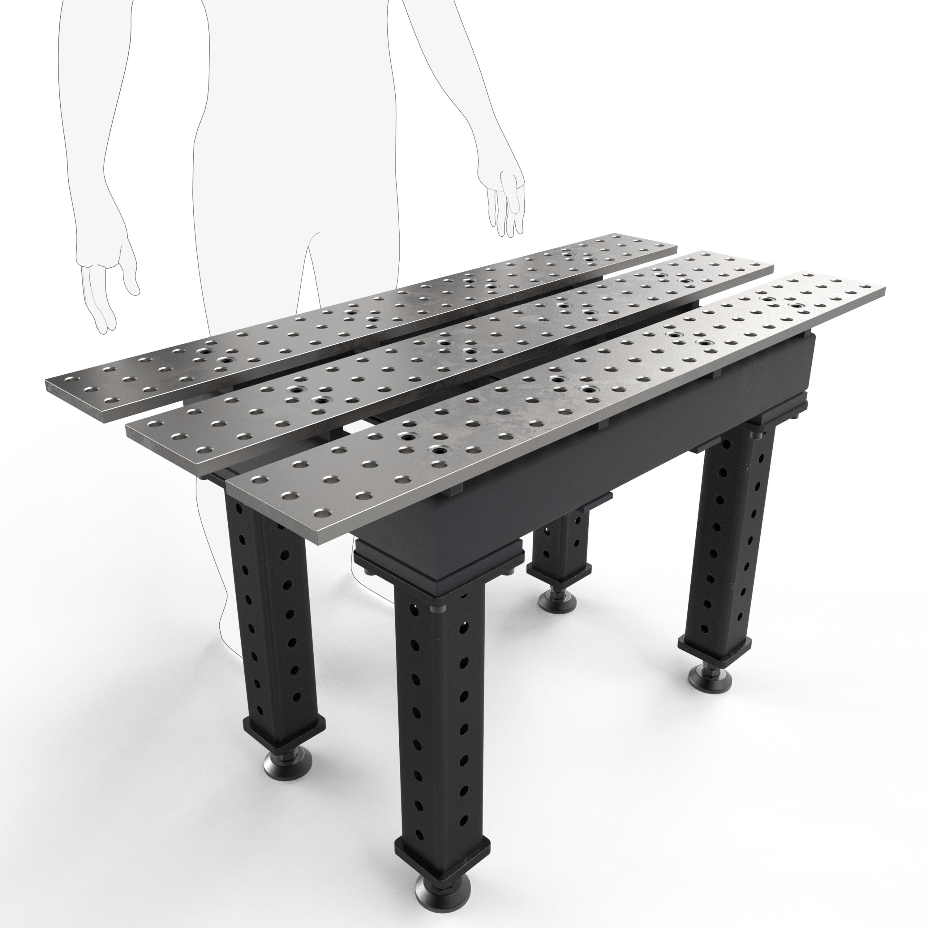 Slotted 2' × 4' (22" x 46") Tables, 5/8" System