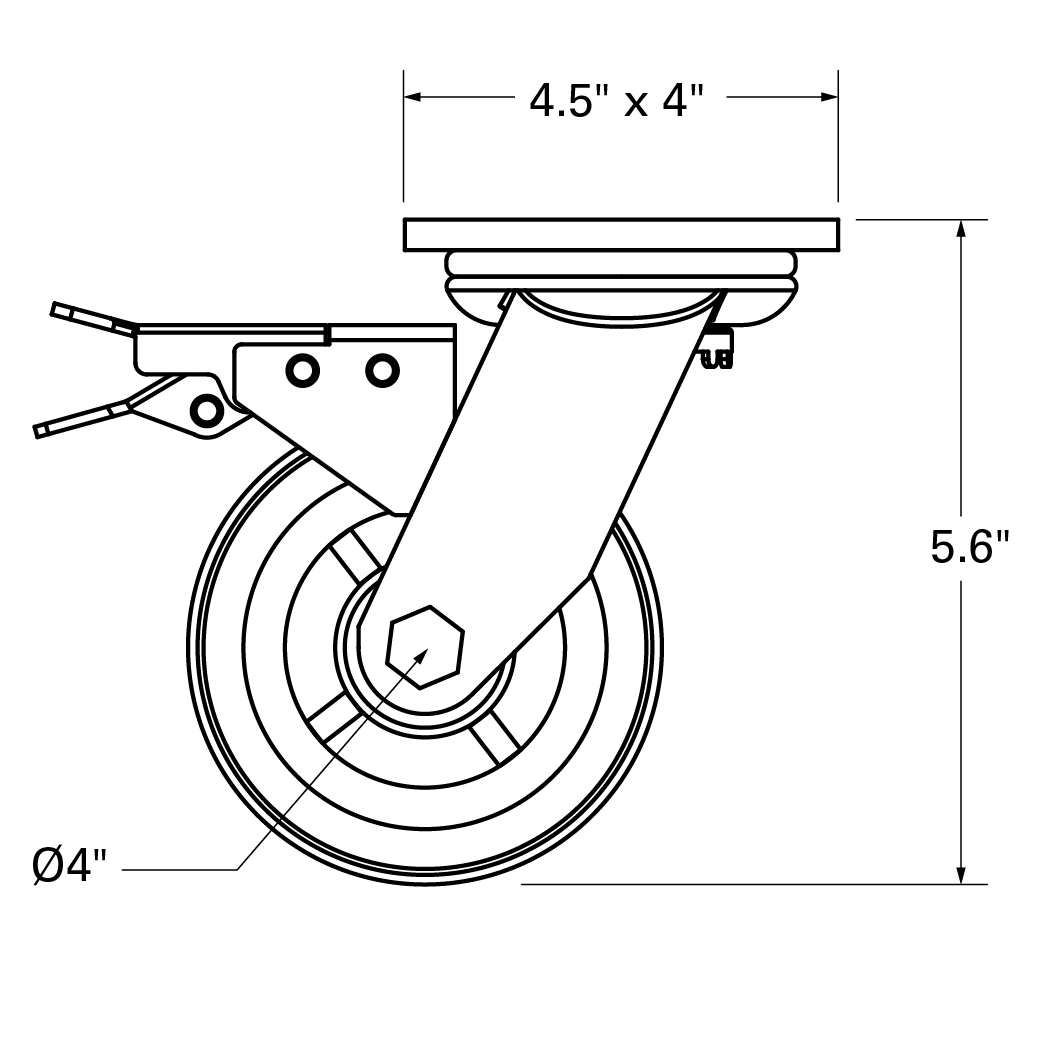 Caster for Rhino Cart, 4"