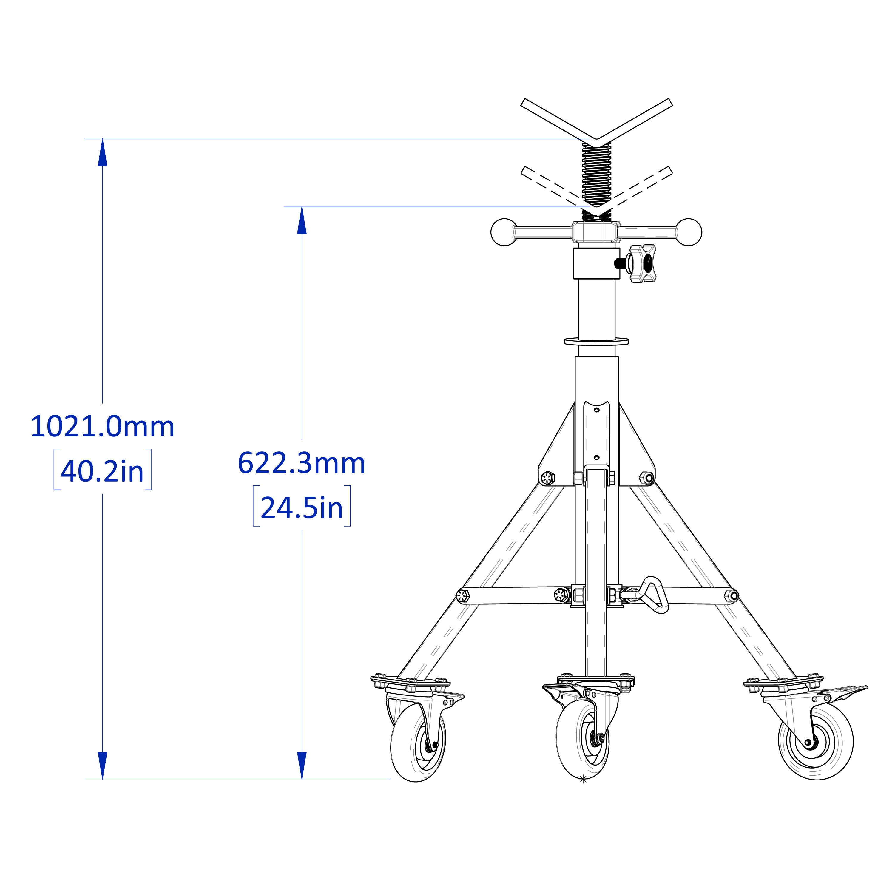 Caster Tripod, Foldable Base Only