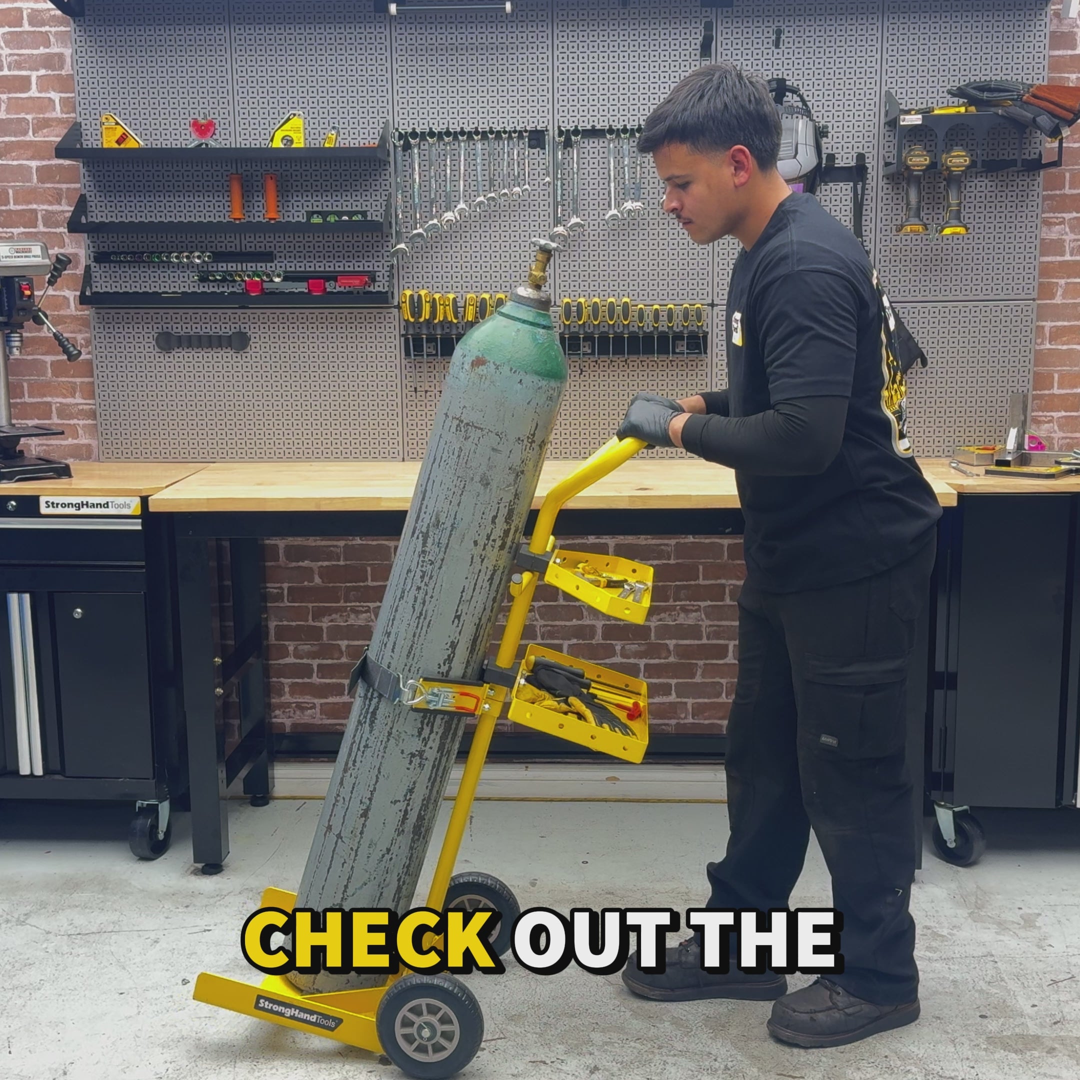 Gas Cylinder Dolly with Tool Trays, 330 lb Load Capacity