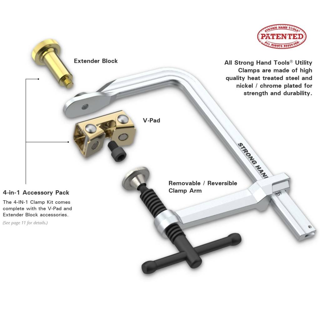 Reversible F-Clamps - 3/16" x 9/16" Rail Size, Heavy Duty Pad (UM Series)