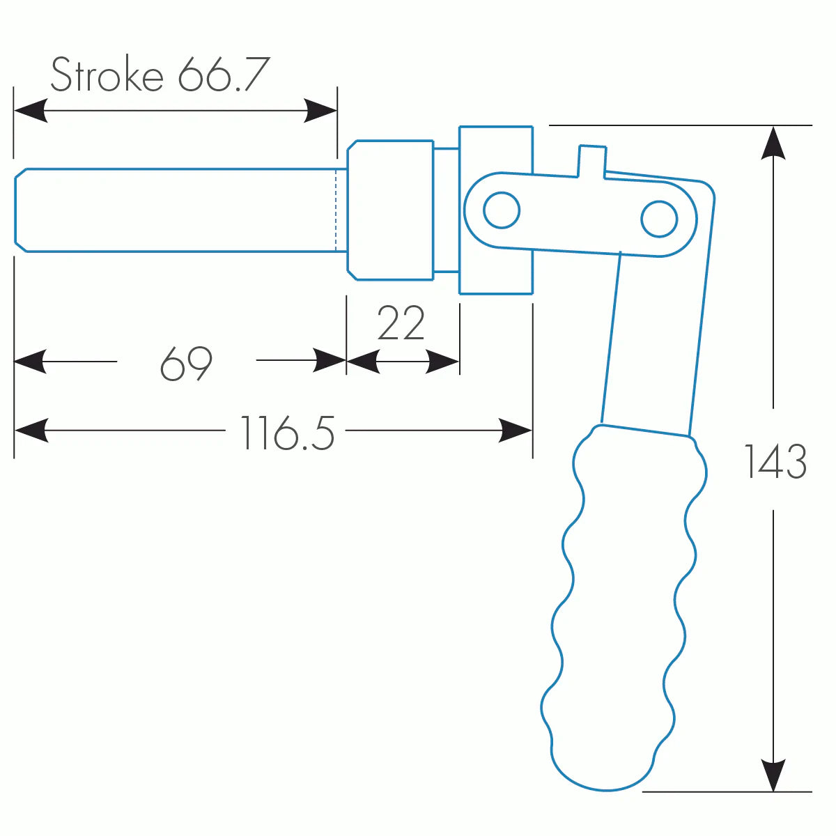 Push/pull Horizontal Toggle Clamp w/ Adapter, 28 mm