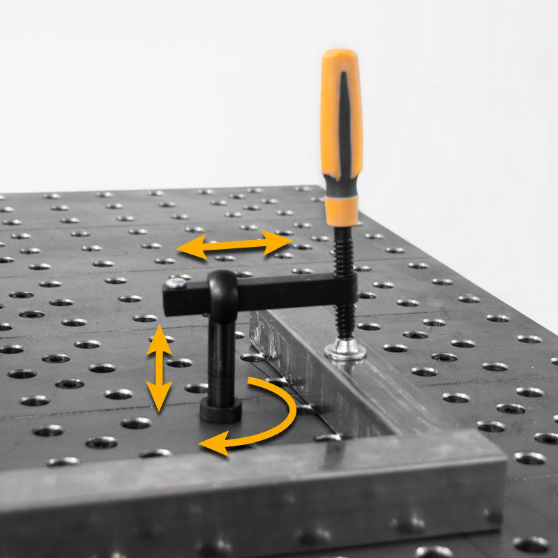 Abrazadera para poste en T, se adapta a orificios de 16 mm
